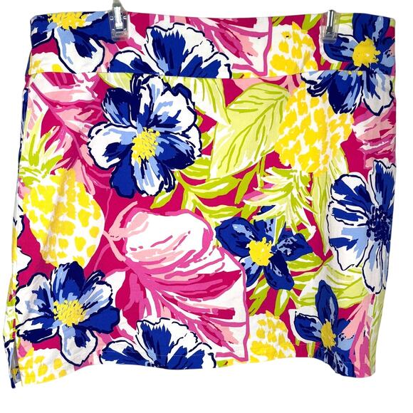 Rafaella Wms 2XL Pink Cosmo Colorful Floral Print Stretch Skort Casual Summer - Picture 1 of 7